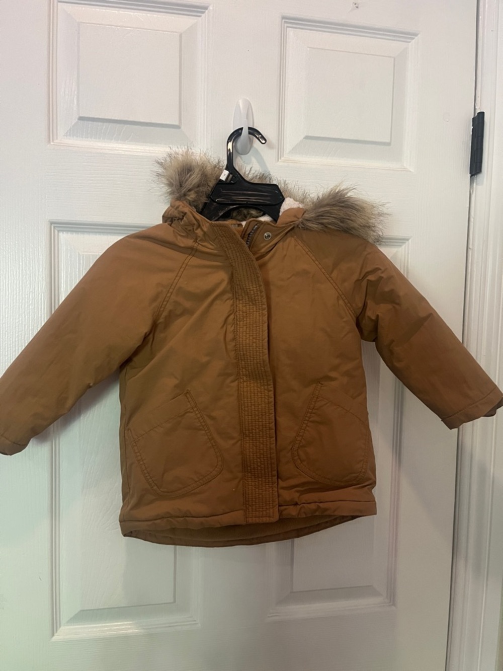 Old Navy Brown Faux-Fur Trim Hooded Kids Jacket